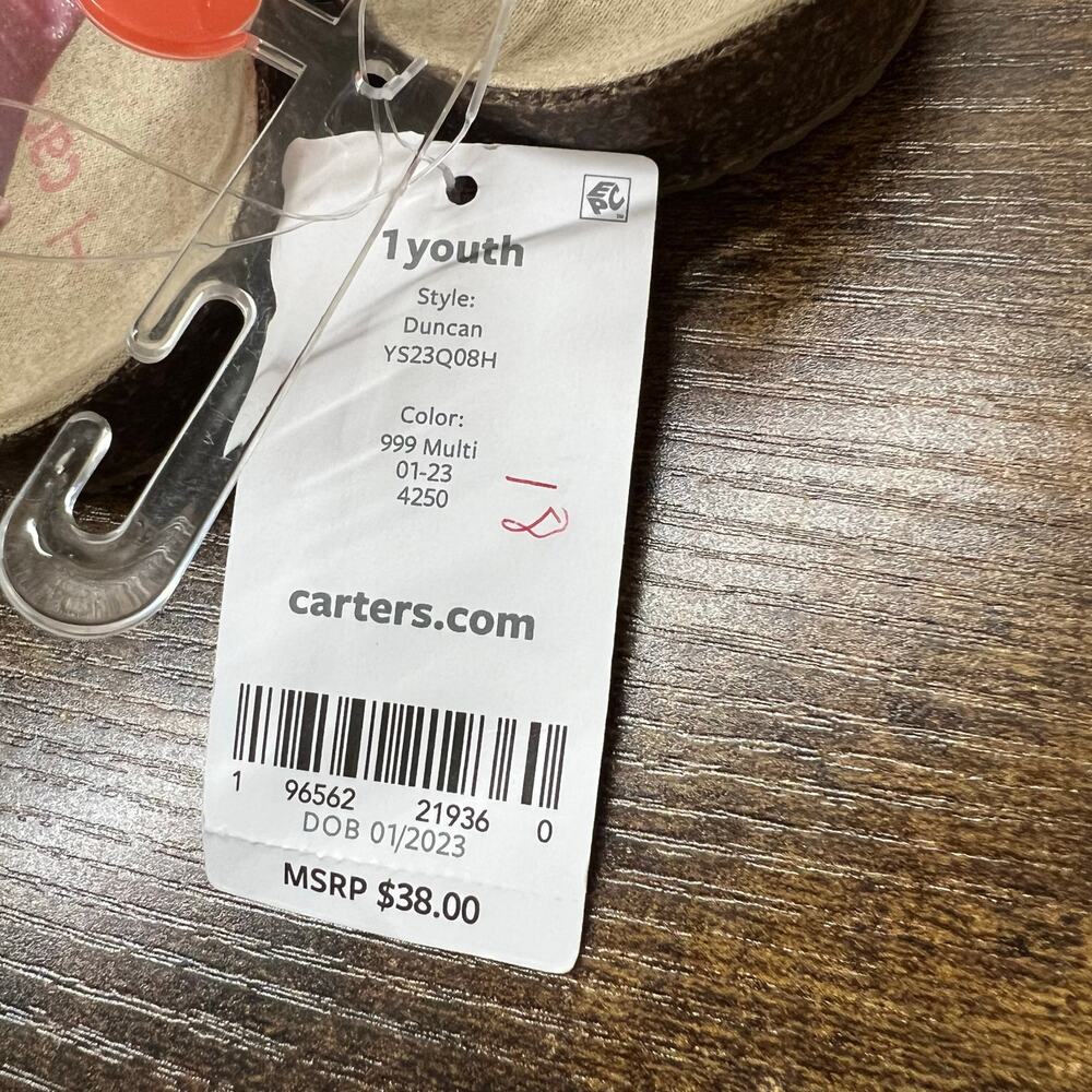 Carter's Duncan Sandals Girls 1 Youth Kids Rainbow Glitter Buckle Tie Dye Summer - Picture 6 of 11
